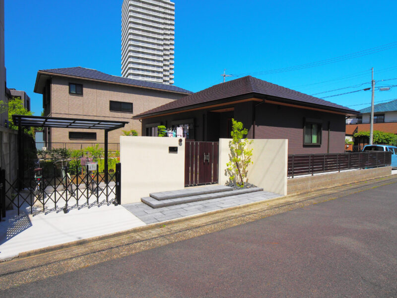 L字型に道路が接している敷地での新築外構　愛知県名古屋市